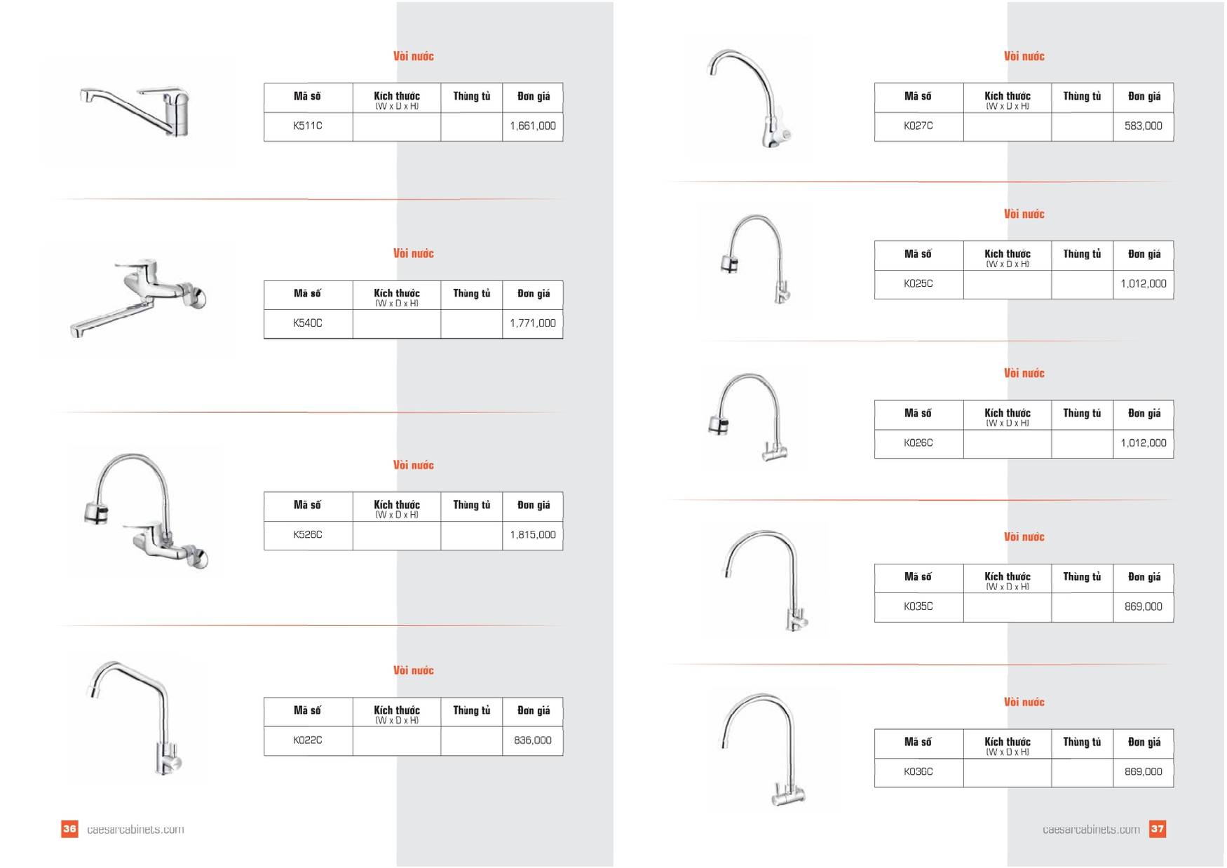 Tủ bếp CAESAR Bảng giá và Catalogue mới nhất 2025 /Page 18